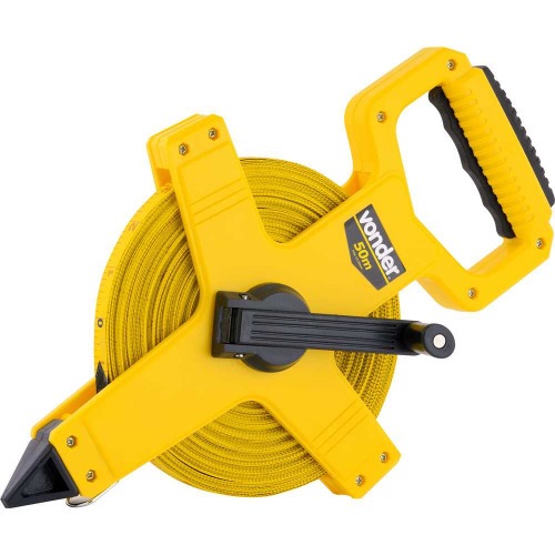 Trena de fibra de vidro 50 m com caixa aberta Trena de fibra de vidro 50 m com caixa aberta