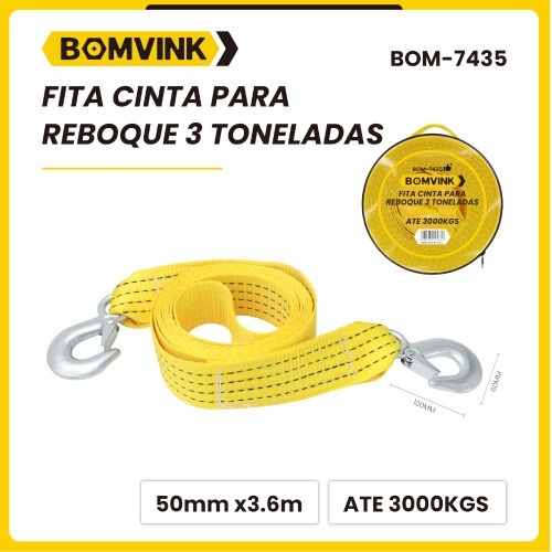 Cinta para amarração de carga 50 mm x 3.6 m até 3000 kg - BOM-7435 Cinta para amarração de carga 50 mm x 3.6 m até 3000 kg - BOM-7435