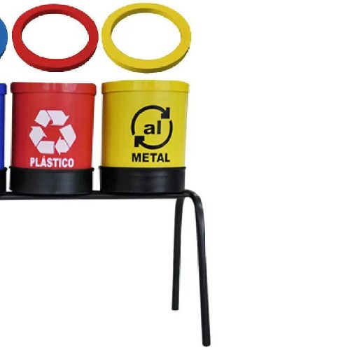 Kit com 4 lixeiras de 14L coleta seletiva com aro para fixa��o de sacos