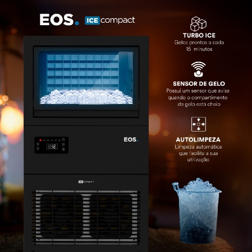 Máquina de gelo 45 Kg com sensor de cesta cheia preta - EMG45 220V Máquina de gelo 45 Kg com sensor de cesta cheia preta - EMG45 220V