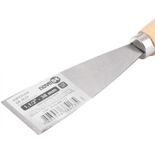 Espátula de aço laminado 38 mm com cabo de madeira Espátula de aço laminado 38 mm com cabo de madeira