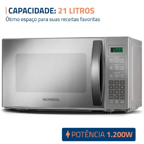 Micro-ondas 21 litros 1200W 10 níveis de potência - MO-01-21E 110V Micro-ondas 21 litros 1200W 10 níveis de potência - MO-01-21E 110V