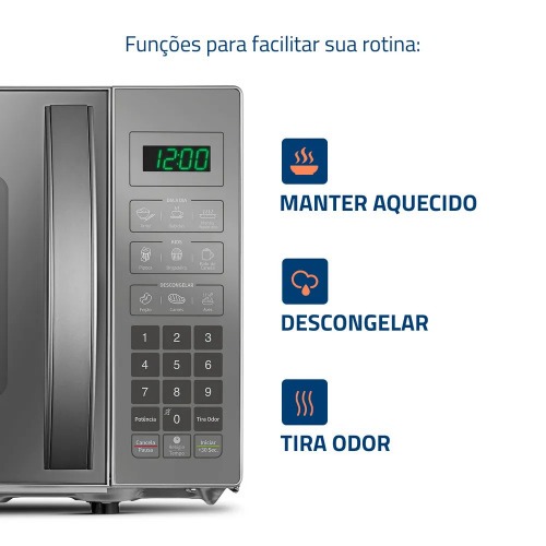 Micro-ondas 21 litros 1200W 10 níveis de potência - MO-01-21E 110V Micro-ondas 21 litros 1200W 10 níveis de potência - MO-01-21E 110V