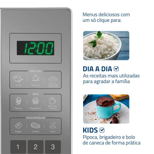 Micro-ondas 21 litros 1200W 10 níveis de potência - MO-01-21E 110V Micro-ondas 21 litros 1200W 10 níveis de potência - MO-01-21E 110V