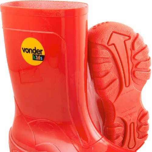 Bota infantil de PVC cano médio vermelha com forro Bota infantil de PVC cano médio vermelha com forro