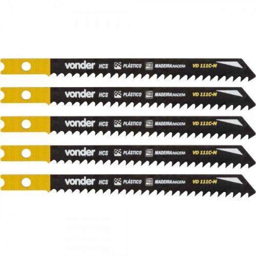 L�mina serra tico tico 100 mm 8 dentes para madeira 5 pe�as - VD 111C-UN 