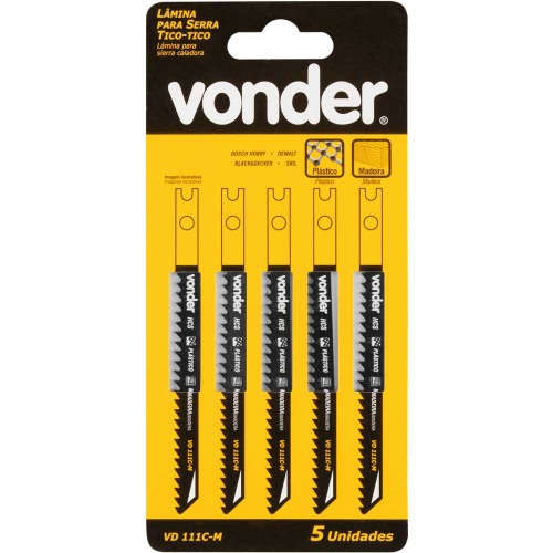 L�mina serra tico tico 100 mm 8 dentes para madeira 5 pe�as - VD 111C-UN 