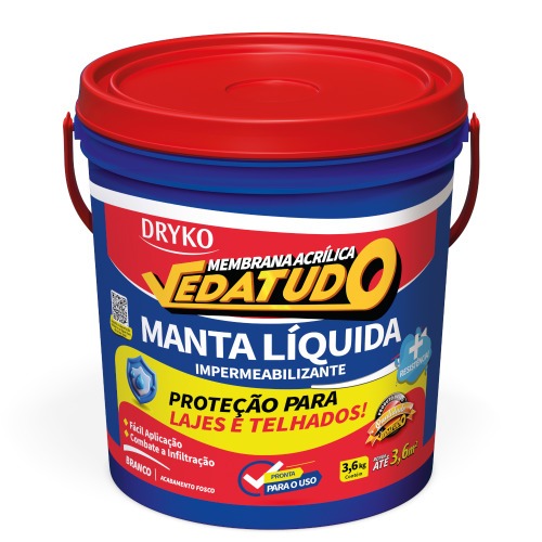 Manta líquida impermeabilizante para lajes e telhados 3,6 Kg - Vedatudo Manta líquida impermeabilizante para lajes e telhados 3,6 Kg - Vedatudo