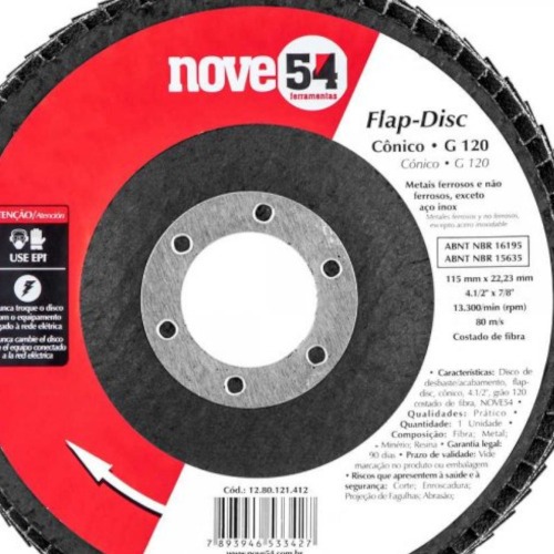 Disco de lixa flap disc flap-disc c�nico 4.1/2