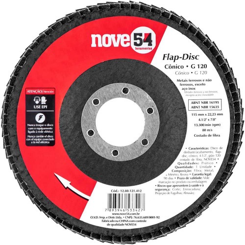 Disco de lixa flap disc flap-disc c�nico 4.1/2