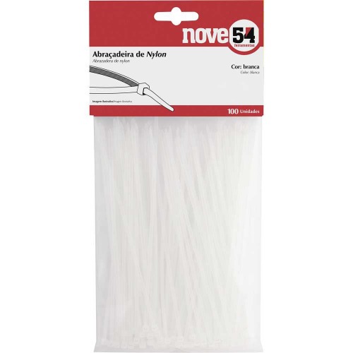 Abraçadeira de nylon branca 2,5 x 140 mm com 100 peças Abraçadeira de nylon branca 2,5 x 140 mm com 100 peças