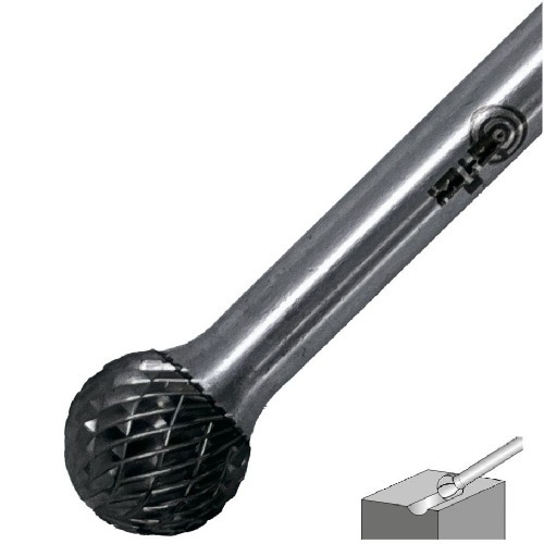 Lima rotativa endurecida esférica 12 x 10 mm haste 6 mm - 23.216 Lima rotativa endurecida esférica 12 x 10 mm haste 6 mm - 23.216