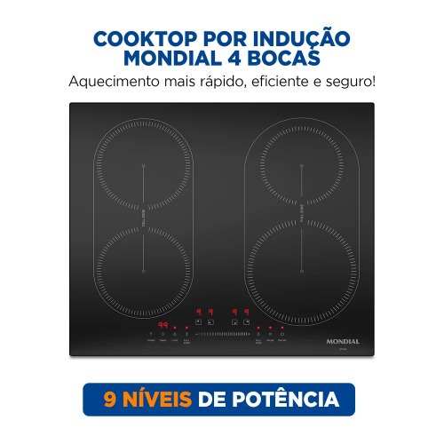 Cooktop de indução 4 bocas 7000W display digital touch - CTI-03 220V Cooktop de indução 4 bocas 7000W display digital touch - CTI-03 220V