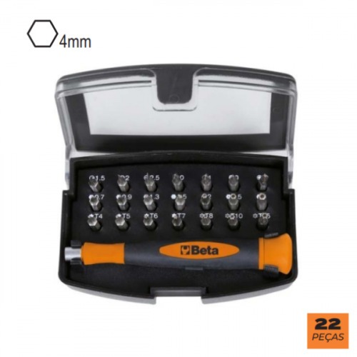 Jogo de bits 22 peças encaixe sextavado 4 mm com estojo plástico - BW 1256/C21-1 Jogo de bits 22 peças encaixe sextavado 4 mm com estojo plástico - BW 1256/C21-1