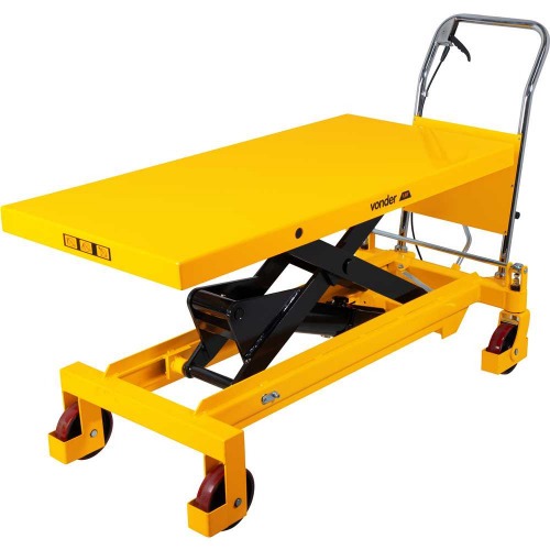 Mesa hidr�ulica pantogr�fica capacidade 1500kg com roda de PU MPP 1500