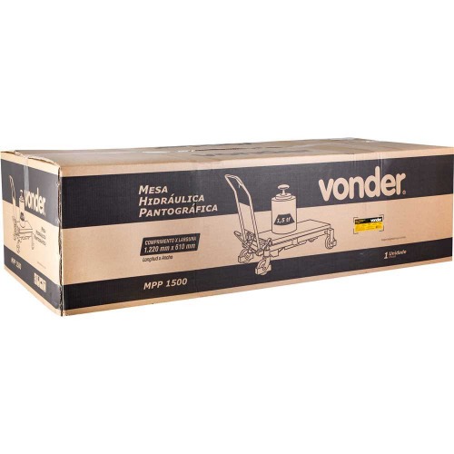 Mesa hidr�ulica pantogr�fica capacidade 1500kg com roda de PU MPP 1500