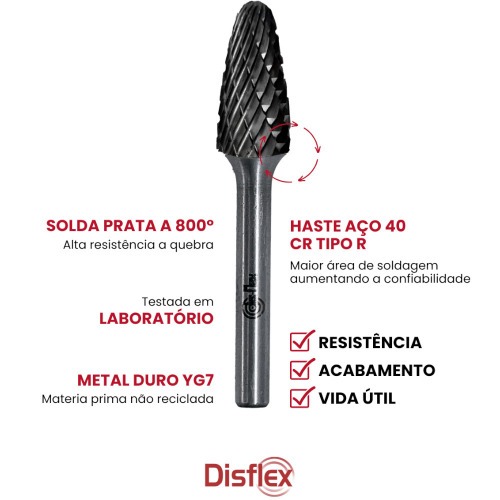 Lima rotativa endurecida em arvore 10 x 29 mm haste 6 mm - 23.204