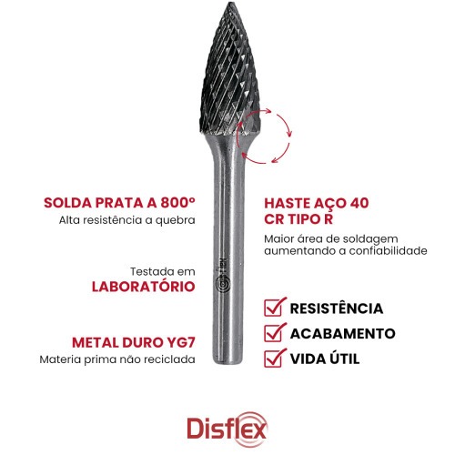 Lima rotativa endurecida �rvore com ponta 10 x 20 mm haste 6 mm - 23.266