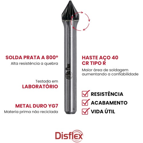 Lima rotativa endurecida c�nica 10 x 10 mm haste 6 mm - 23.276