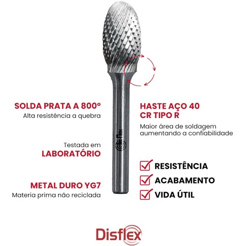 Lima rotativa endurecida em gota 16 x 25 mm haste 6 mm - 23.273