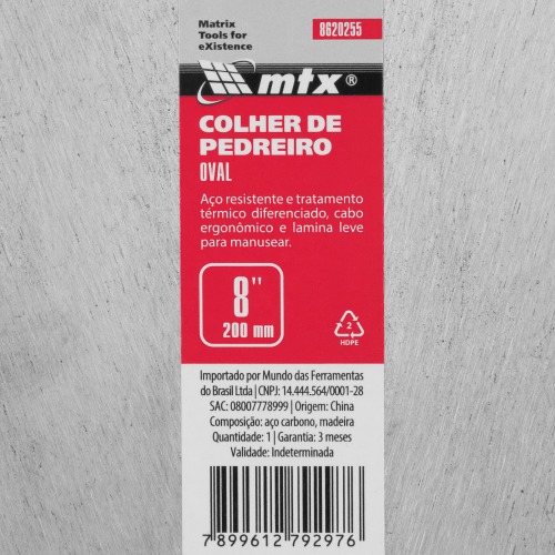 Colher de pedreiro oval 8 Colher de pedreiro oval 8