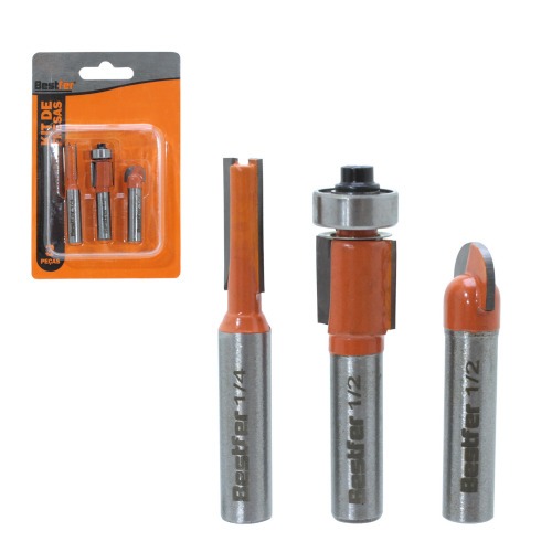 Jogo de fresas para madeira haste 8 mm com 3 pe�as - BFH3235