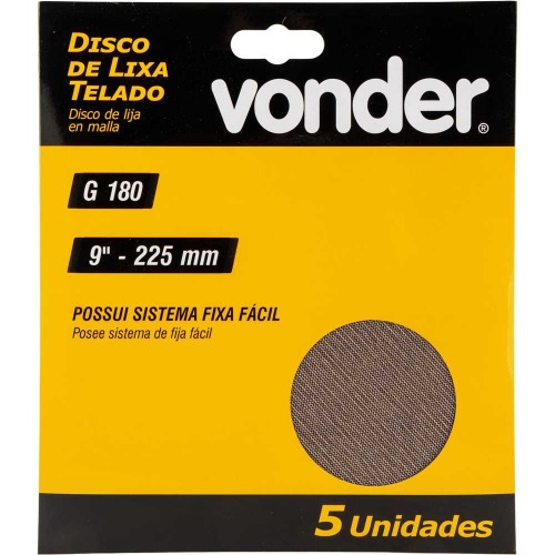 Disco de lixa telado 225 mm grão 180 com 5 peças Disco de lixa telado 225 mm grão 180 com 5 peças
