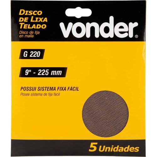 Disco de lixa telado 225 mm gr�o 220 com 5 pe�as