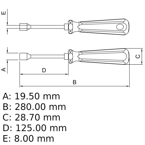 Chave com cabo tipo canh�o 10 mm a�o cromo van�dio - 44250010