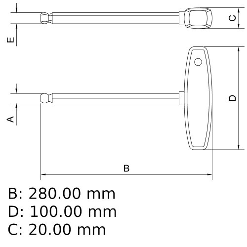 Chave allen abaulada cabo T 5 x 160 mm - 44364105 Chave allen abaulada cabo T 5 x 160 mm - 44364105