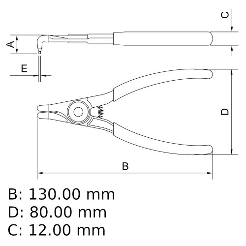 Alicate bico curvo para anéis externos 5 Alicate bico curvo para anéis externos 5