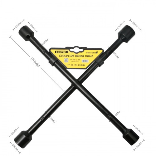 Chave de roda tipo cruz 17 x 19 x 21 x 23 mm - BOM-1210 Chave de roda tipo cruz 17 x 19 x 21 x 23 mm - BOM-1210