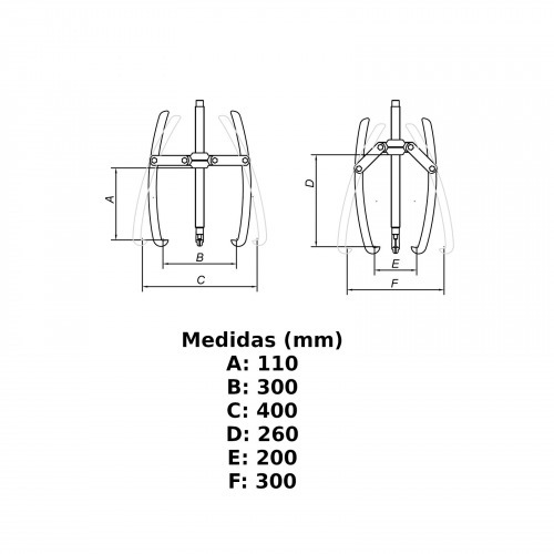 Saca polia com 2 garras abertura de 250 mm - 44027010 Saca polia com 2 garras abertura de 250 mm - 44027010