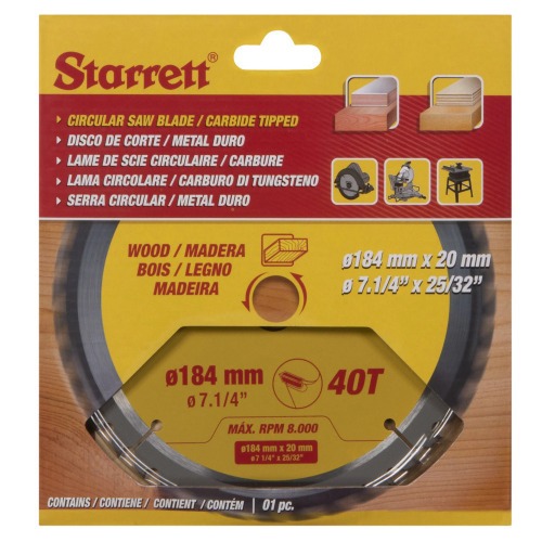 Disco de serra para madeira 184 mm x 20 mm 40 dentes - CCS184-40AW Disco de serra para madeira 184 mm x 20 mm 40 dentes - CCS184-40AW