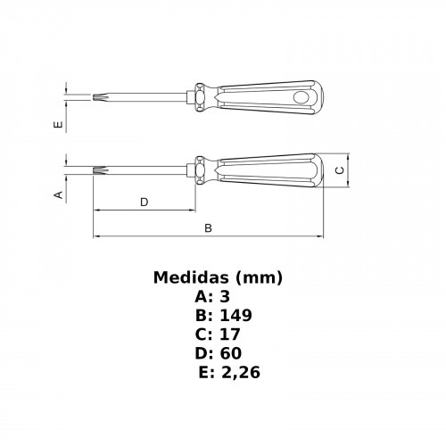 Chave hexalobular reta 7/16 Chave hexalobular reta 7/16