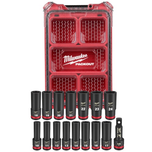 Jogo de soquete sextavado longo de impacto 10 a 24mm encaixe de 1/2