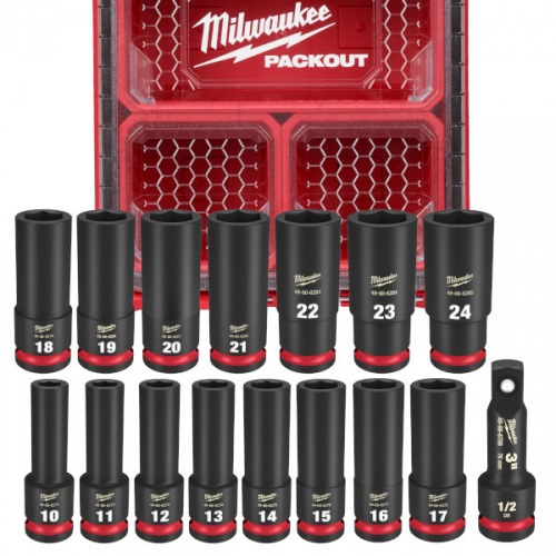 Jogo de soquete sextavado longo de impacto 10 a 24mm encaixe de 1/2