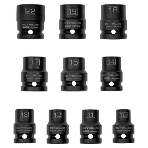 Jogo de soquete de impacto sextavado 10 a 22 mm 1/2 Jogo de soquete de impacto sextavado 10 a 22 mm 1/2