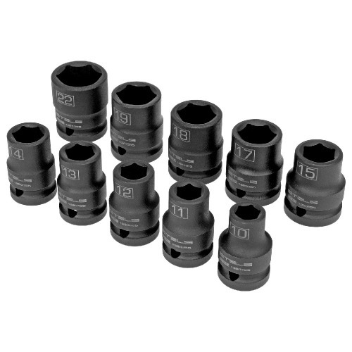 Jogo de soquete de impacto sextavado 10 a 22 mm 1/2 Jogo de soquete de impacto sextavado 10 a 22 mm 1/2