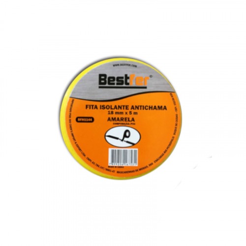 Fita isolante antichama 18 mm x 5 m amarelo - BFH1144 Fita isolante antichama 18 mm x 5 m amarelo - BFH1144