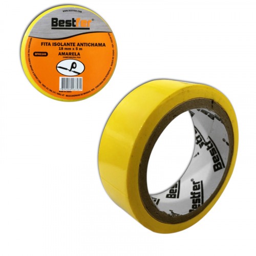 Fita isolante antichama 18 mm x 5 m amarelo - BFH1144 Fita isolante antichama 18 mm x 5 m amarelo - BFH1144