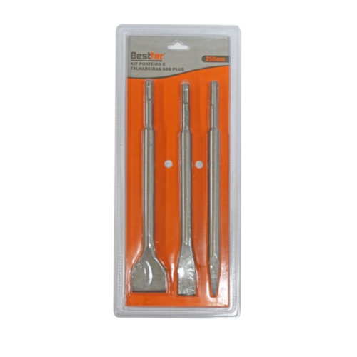 Kit ponteira e talhadeira 250 mm 3 peças SDS Plus - BFH2017 Kit ponteira e talhadeira 250 mm 3 peças SDS Plus - BFH2017