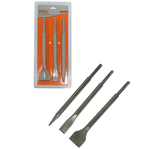 Kit ponteira e talhadeira 250 mm 3 peças SDS Plus - BFH2017 Kit ponteira e talhadeira 250 mm 3 peças SDS Plus - BFH2017
