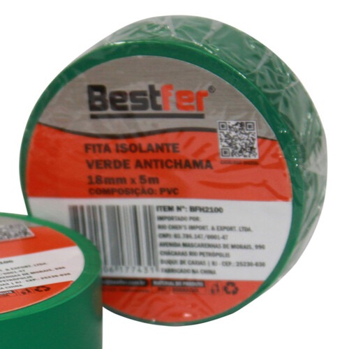 Fita isolante antichama 18 mm x 5 m verde - BFH2100 Fita isolante antichama 18 mm x 5 m verde - BFH2100