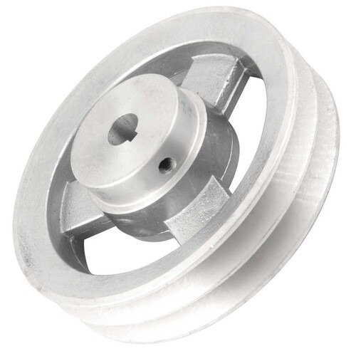 Polia de alumínio 2 canais perfil A 150 mm com furo de 5/8 Polia de alumínio 2 canais perfil A 150 mm com furo de 5/8