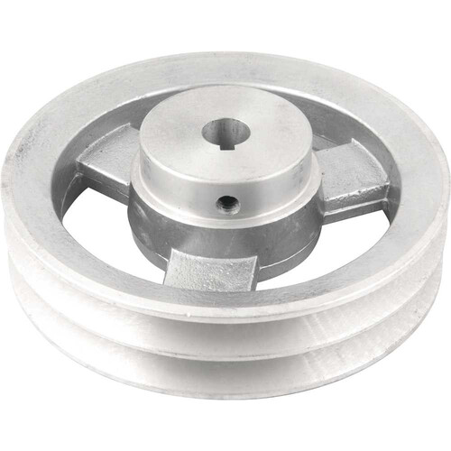 Polia de alumínio 2 canais perfil A 150 mm com furo de 5/8 Polia de alumínio 2 canais perfil A 150 mm com furo de 5/8