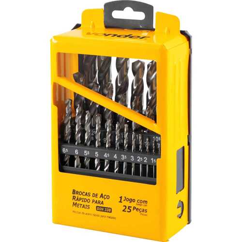 Jogo de brocas aço rápido 1,0 a 13,0 mm DIN338 com 25 peças Jogo de brocas aço rápido 1,0 a 13,0 mm DIN338 com 25 peças