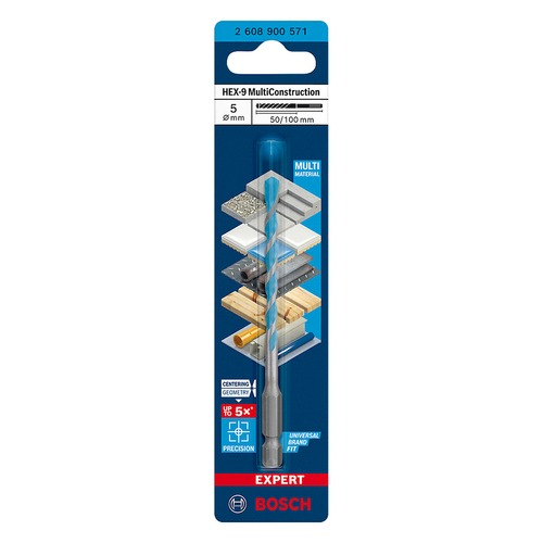 Broca multi material 5 x 50 x 100 mm HEX-9 Multi Construction Broca multi material 5 x 50 x 100 mm HEX-9 Multi Construction