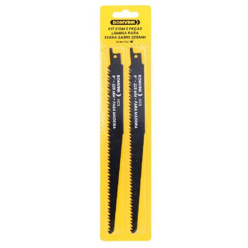 Lâmina serra sabre 225 mm 6 dentes para madeira 2 peças - BOM-5135 Lâmina serra sabre 225 mm 6 dentes para madeira 2 peças - BOM-5135