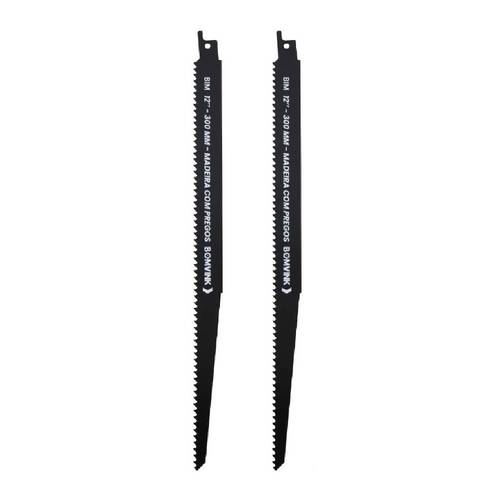 Lâmina serra sabre 300 mm 6 dentes para madeira 2 peças - BOM-5136 Lâmina serra sabre 300 mm 6 dentes para madeira 2 peças - BOM-5136